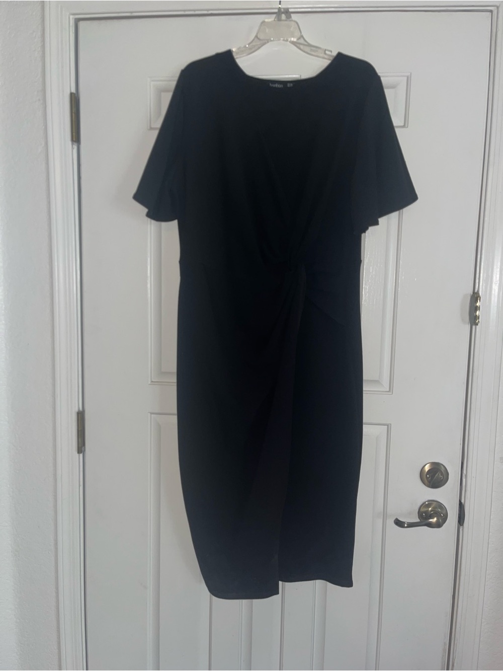 Boohoo Black Twist-Front Midi Dress